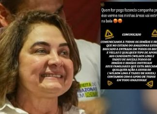 Maria do Carmo denuncia “salve” do CV contra Wilson Lima e Tadeu de Souza